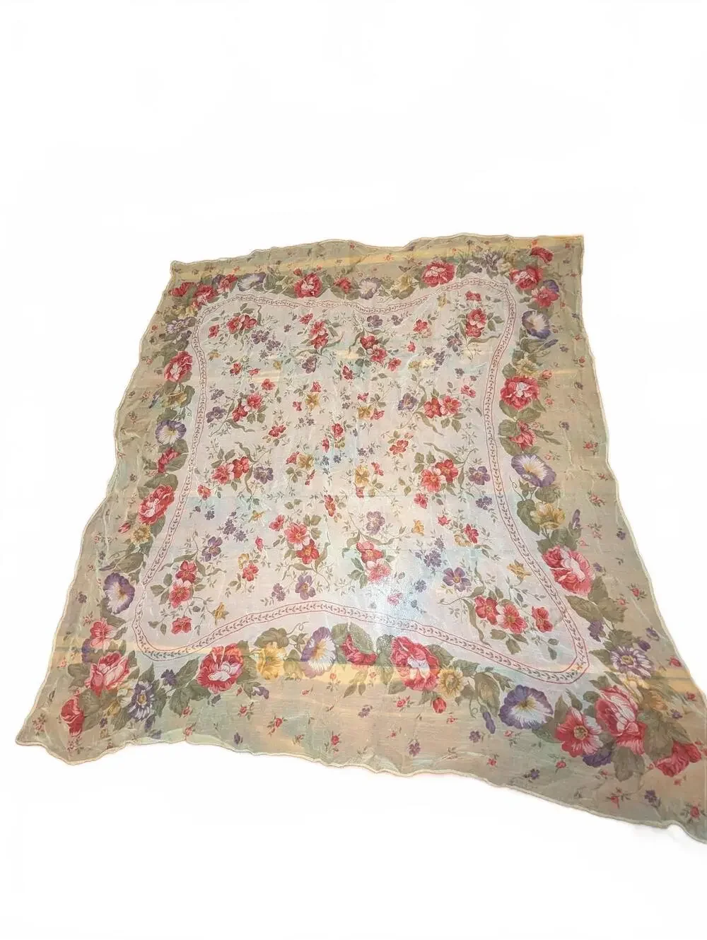 Vintage laura Ashley Floral Print Scarf or Shawl 33x31